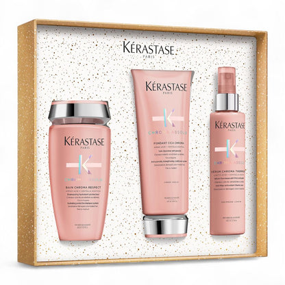 Kérastase Chroma Absolu Fondant Holiday Set – Bain Chroma Respect 250 ml + Fondant Cicachrome 200 ml + Chroma Thermique 150 ml