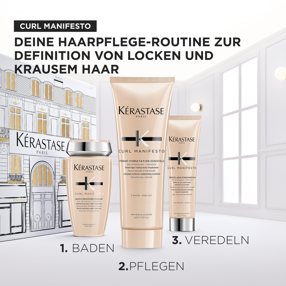 Kérastase Curl Fondant Holiday Set – Bain Hydratation Douceur 250 ml + Fondant 200 ml + Crème De Jour 150 ml