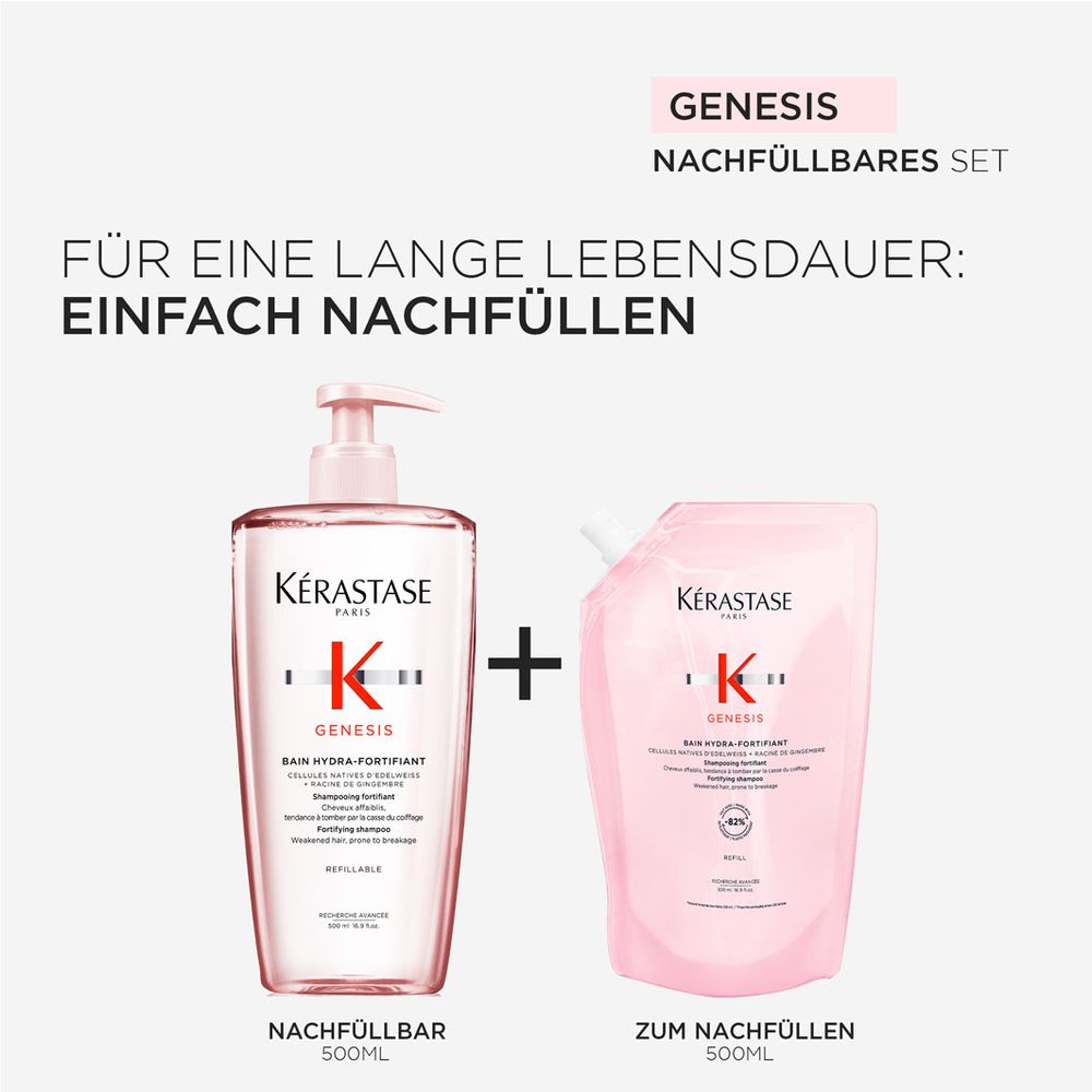 Kèrastase Genesis Bain Hydra-Fortifiant Refill Bundle - Shampoo 500 ml + Nachfüllpack 500 ml