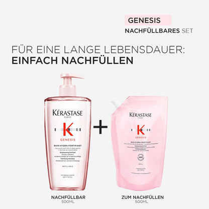 Kèrastase Genesis Bain Hydra-Fortifiant Refill Bundle - Shampoo 500 ml + Nachfüllpack 500 ml