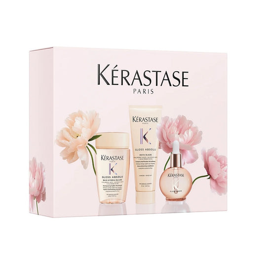 Kérastase Gloss Absolu Trio Oil Spring Set – Bain Hydra-Glaze 80 ml + Fondant 75 ml + Oil Glaze Drops 45 ml