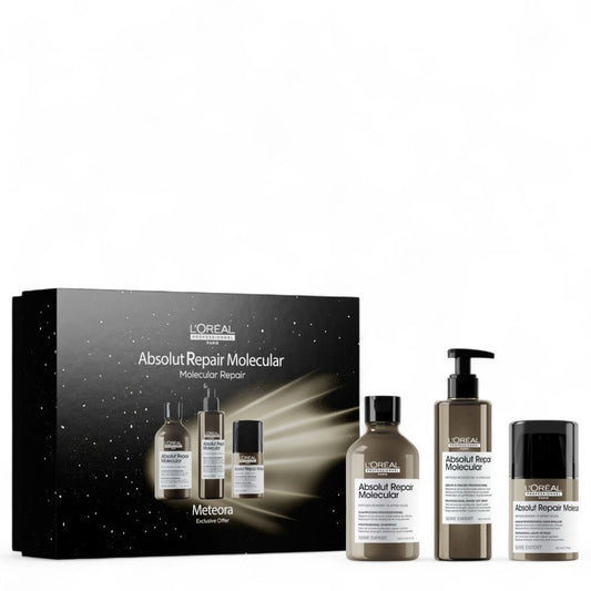 L'Oréal Professionnel Série Expert Absolut Repair Molecular Trio Geschenkset – Shampoo 300 ml + Rinse-Off Serum 250 ml + Leave-In 50 ml