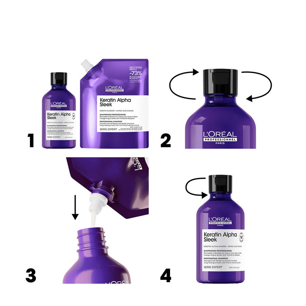 L'Oréal Professionnel Serie Expert Keratin Alpha Sleek Shampoo Refill 500 ml