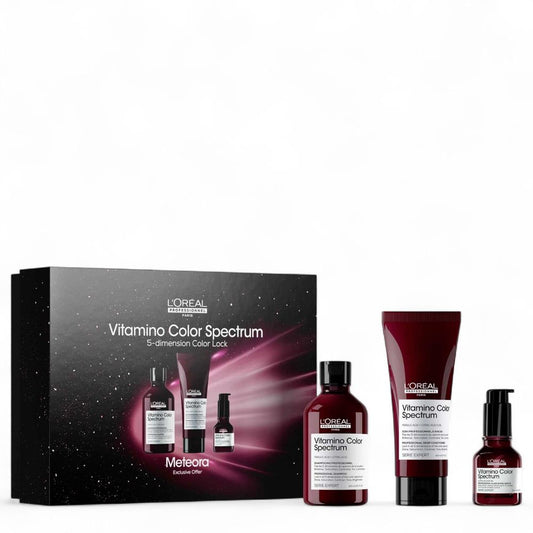 L'Oréal Professionnel Série Expert Vitamino Color Spectrum Trio Geschenkset – Shampoo 300 ml + Conditioner 250 ml + Glass Shine Serum 50 ml