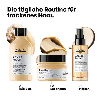L'Oréal Professionnel Série Expert Absolut Repair Trio Geschenkset – Shampoo 300 ml + Maske 250 ml + Öl 50 ml