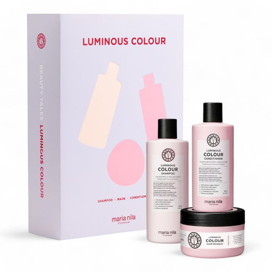 Maria Nila Luminours Color Holiday Box - Shampoo 350 ml + Conditioner 300 ml + Mask 250 ml