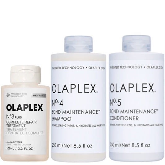 Ensemble Olaplex - Perfecteur de cheveux No. 3 + Shampoing n° 4 + Conditionneur No. 5 