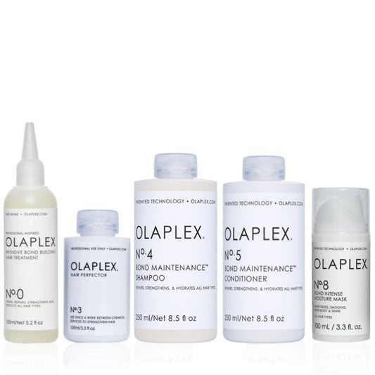 Olaplex Set - Intensive Treatment No.0 + Hair Perfector No.3 + Shampoo No.4 + Conditioner No.5 + Mask No.8 