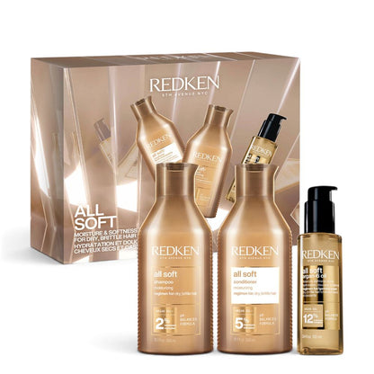 Redken All Soft Holiday Set – Shampoo 300 ml + Conditioner 300 ml + All Soft Argan-6 Oil 100 ml