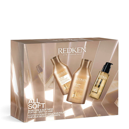 Redken All Soft Holiday Set – Shampoo 300 ml + Conditioner 300 ml + All Soft Argan-6 Oil 100 ml