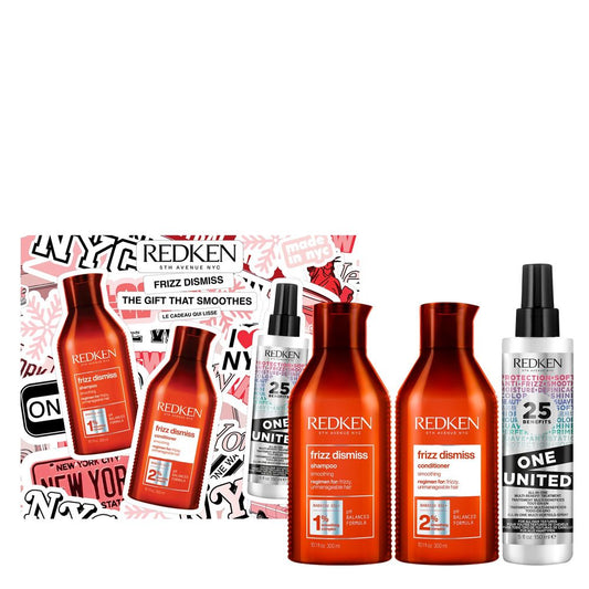 Redken Frizz Dismiss Geschenkset – Shampoo 300 ml + Conditioner 300 ml + One United 150 ml
