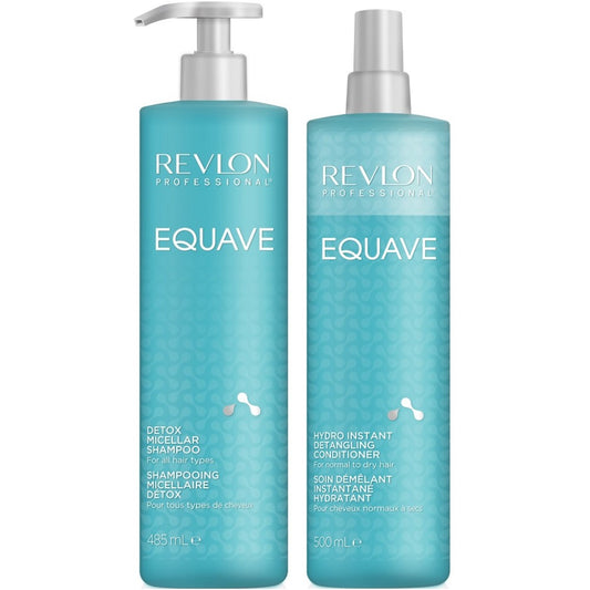 Revlon Equave Shampooing Micellaire Détox 485 ml + Après-shampoing Démêlant Hydro Instantané 500 ml