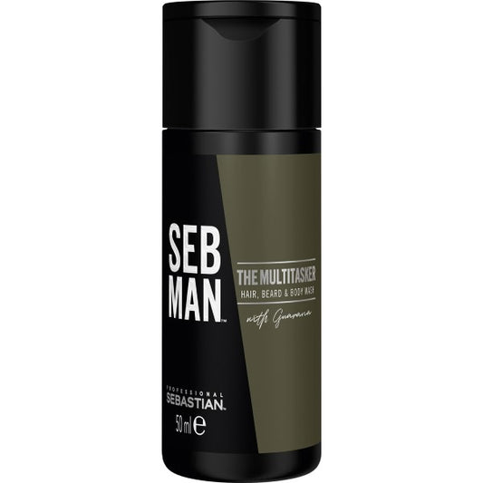 Shampooing 3 en 1 Sebastian SebMan The Multitasker 50 ml - Gel douche, barbe et cheveux