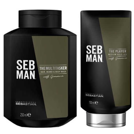 Sebastian SebMan Set - The Multitasker 3in1 Shampoo 250 ml + The Player 150 ml  Gel