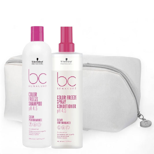 Schwarzkopf BC Color Freeze Shampoo 500 ml + Spray Conditioner 400 ml + Cosmetic Bag