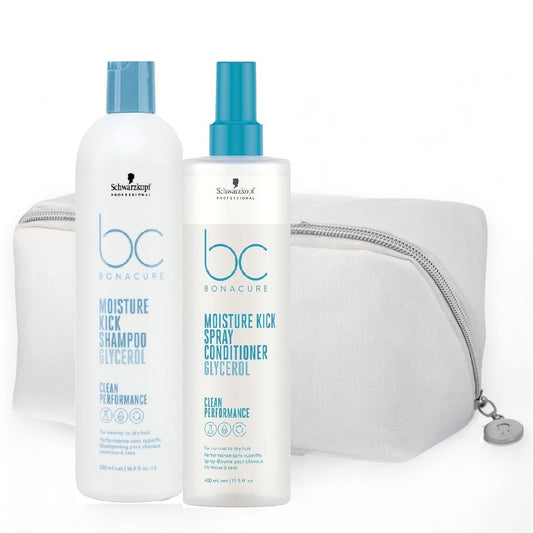 Schwarzkopf BC Moisture Kick Shampoo 500 ml + Spray Conditioner 400 ml + Cosmetic Bag