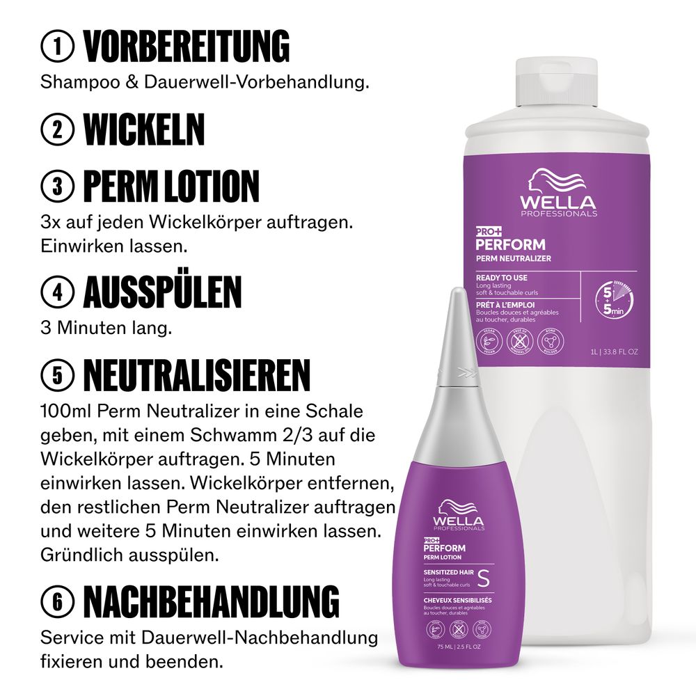 Wella Professionals Pro+ Perform Perm Lotion S 75 ml - für schwer formbares oder kräftiges Haar