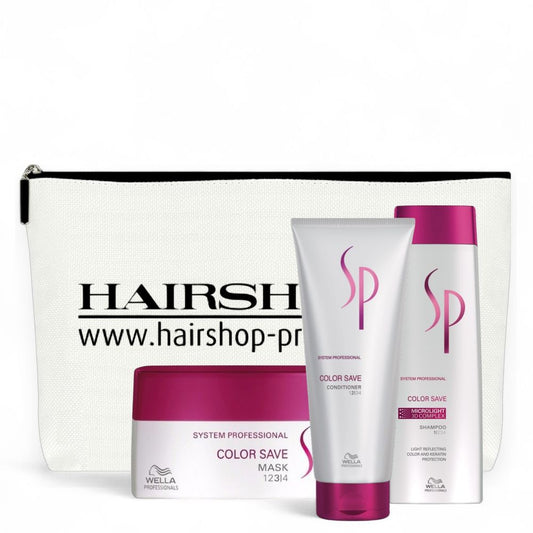 Wella SP System Professional Color Save coffret cadeau shampoing 250 ml + après-shampooing 200 ml + masque 200 ml + trousse à maquillage offerte