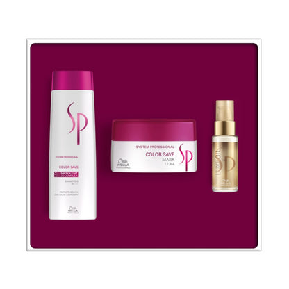 Wella SP System Professional Color Save Coffret Cadeau - Shampoing 250 ml + Masque 200 ml + Huile Luxe 30 ml