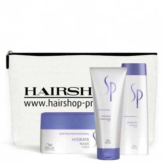 Wella SP System Professional Hydrate coffret cadeau shampoing 250 ml + après-shampooing 200 ml + masque 200 ml + trousse à maquillage offerte