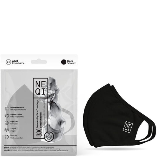 NEQI Mouth and Nose Mask Black 3pcs - Size SM