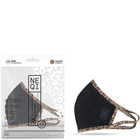 NEQI Mouth and Nose Mask Black Leo 3 pieces - size SM