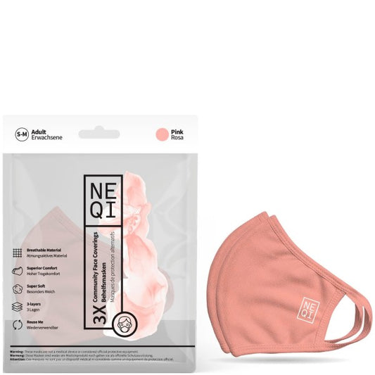 NEQI Mouth and Nose Mask Pink 3pcs - Size SM