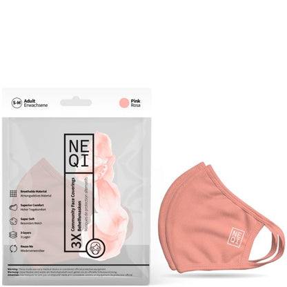 NEQI Mund- und Nasenmaske Pink 3.Stk - Größe S-M