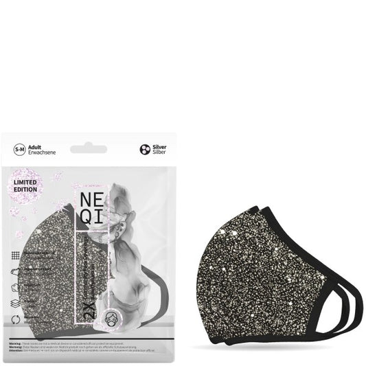 NEQI Mouth and Nose Mask Xmas Silver 2.pcs - Size SM